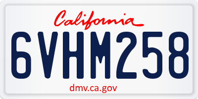 CA license plate 6VHM258
