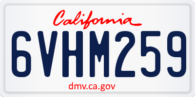 CA license plate 6VHM259