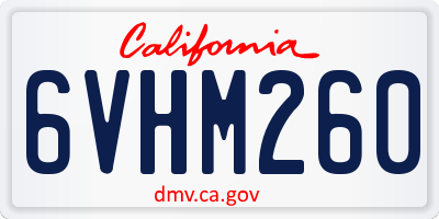 CA license plate 6VHM260
