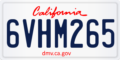 CA license plate 6VHM265