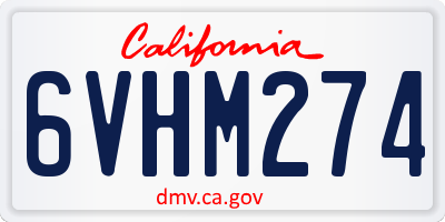 CA license plate 6VHM274