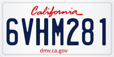CA license plate 6VHM281