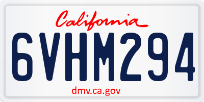 CA license plate 6VHM294