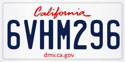 CA license plate 6VHM296