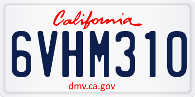 CA license plate 6VHM310