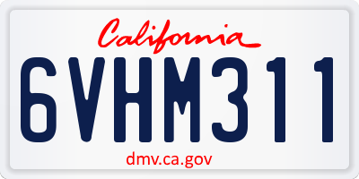CA license plate 6VHM311