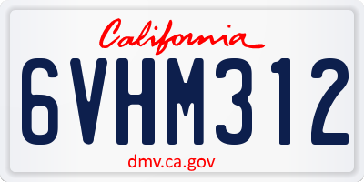 CA license plate 6VHM312