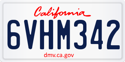 CA license plate 6VHM342