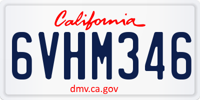 CA license plate 6VHM346