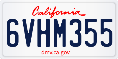 CA license plate 6VHM355