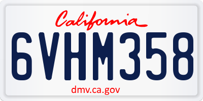 CA license plate 6VHM358