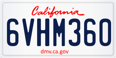 CA license plate 6VHM360