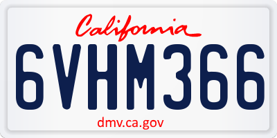 CA license plate 6VHM366