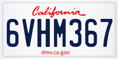 CA license plate 6VHM367