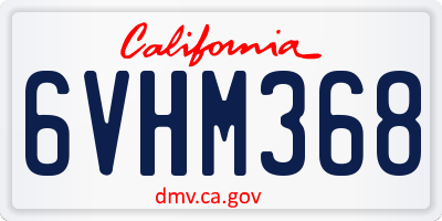 CA license plate 6VHM368