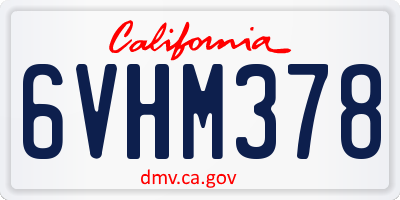CA license plate 6VHM378