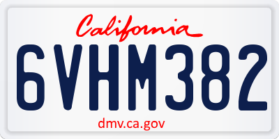 CA license plate 6VHM382