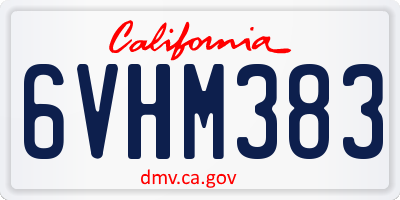 CA license plate 6VHM383