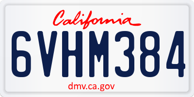 CA license plate 6VHM384