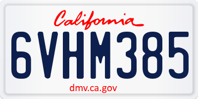 CA license plate 6VHM385