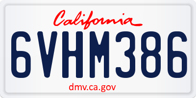 CA license plate 6VHM386