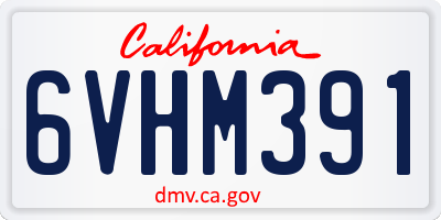 CA license plate 6VHM391
