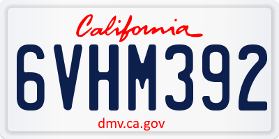 CA license plate 6VHM392