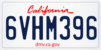 CA license plate 6VHM396