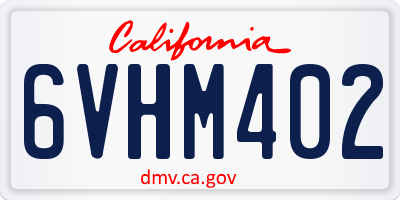 CA license plate 6VHM402