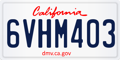 CA license plate 6VHM403