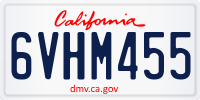 CA license plate 6VHM455