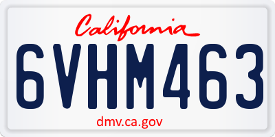 CA license plate 6VHM463