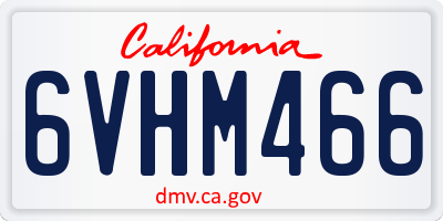 CA license plate 6VHM466