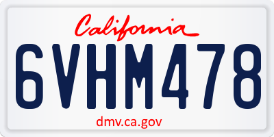 CA license plate 6VHM478