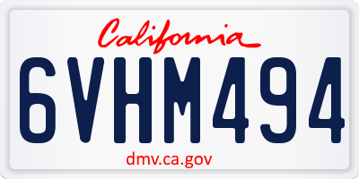 CA license plate 6VHM494