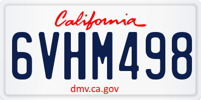 CA license plate 6VHM498