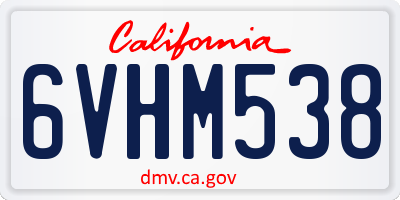 CA license plate 6VHM538