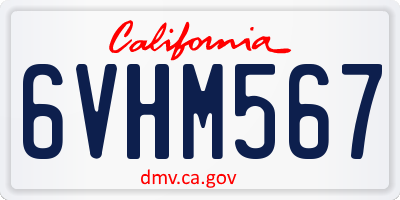 CA license plate 6VHM567