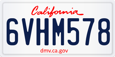 CA license plate 6VHM578