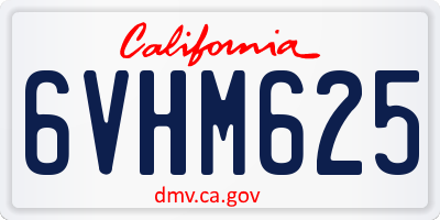 CA license plate 6VHM625