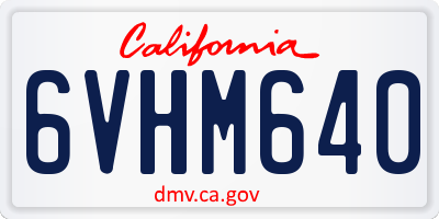 CA license plate 6VHM640