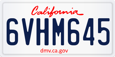 CA license plate 6VHM645