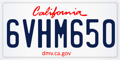 CA license plate 6VHM650