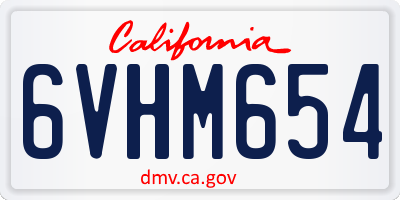 CA license plate 6VHM654