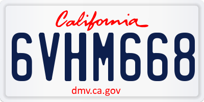 CA license plate 6VHM668