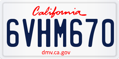 CA license plate 6VHM670