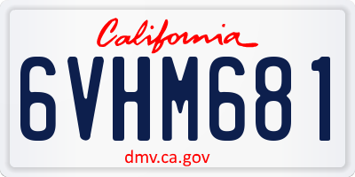 CA license plate 6VHM681