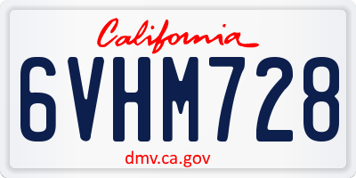 CA license plate 6VHM728