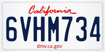CA license plate 6VHM734