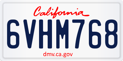CA license plate 6VHM768
